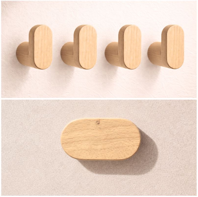 Kledinghaak knopje teak