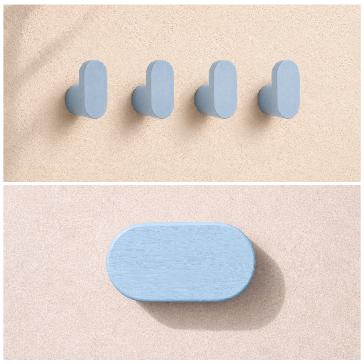 Kledinghaak knopje blauw