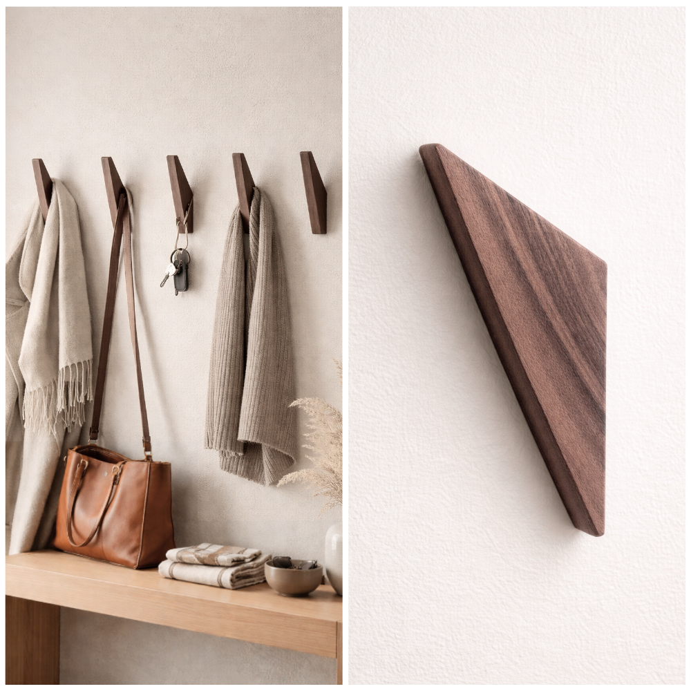 Wandhaak vintage walnoot light