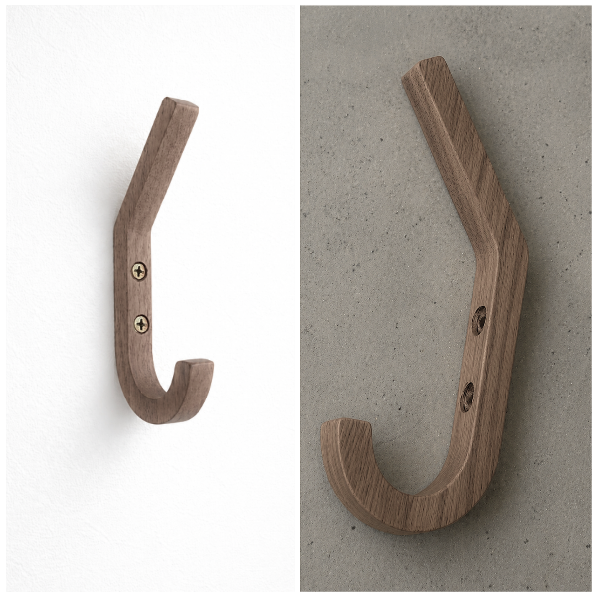 Wandhaak smal walnoot light