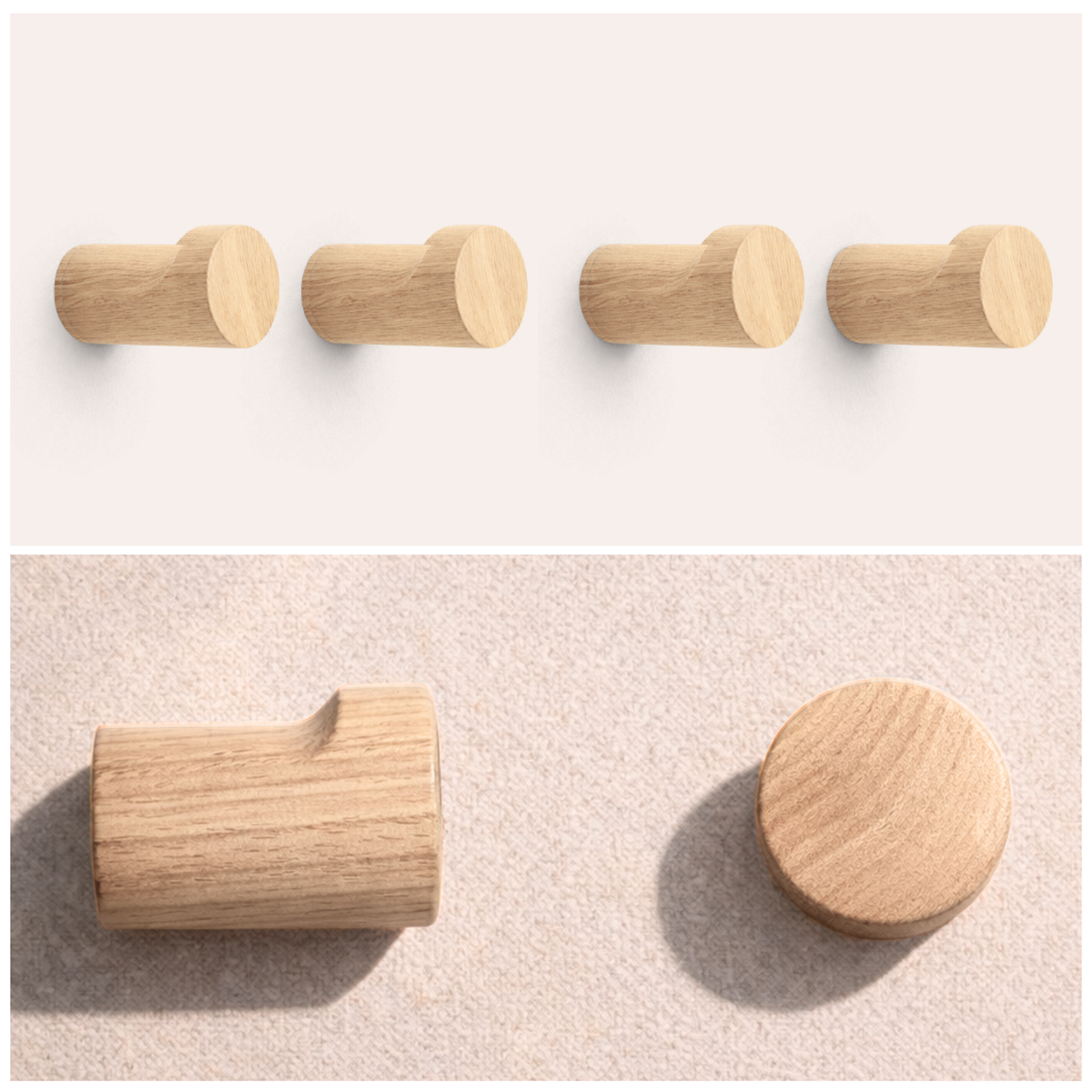 Kapstokhaak knop teak
